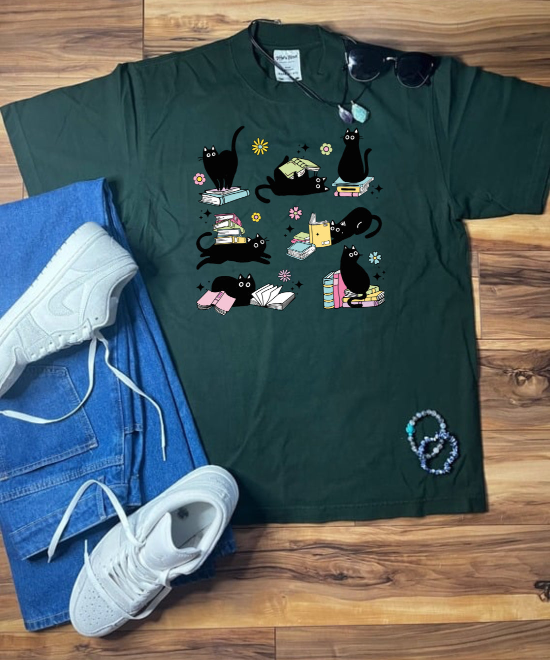 Cats and Books Shaka Wear Tee