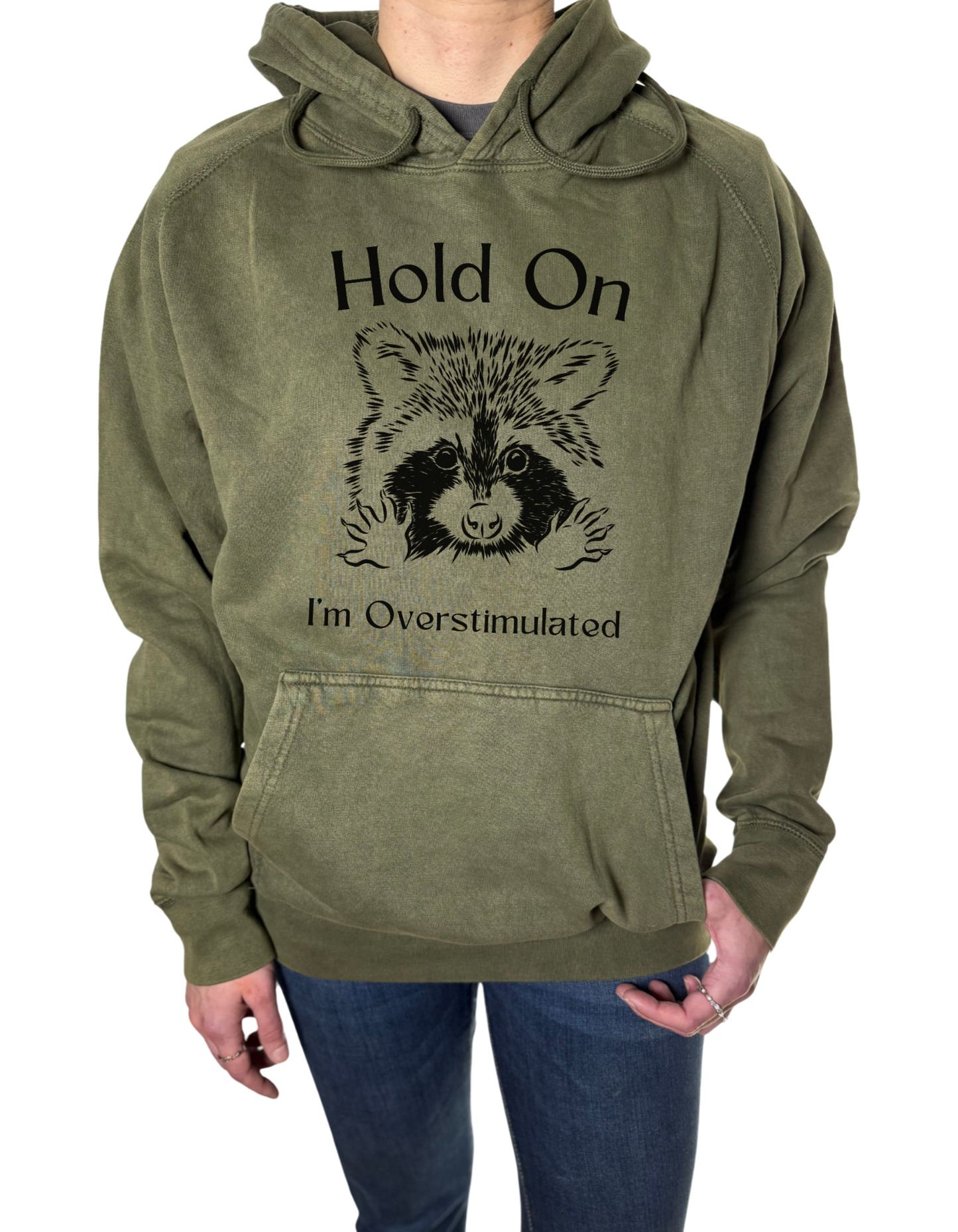 Hold On I’m Overstimulated Vintage Wash Hoodie
