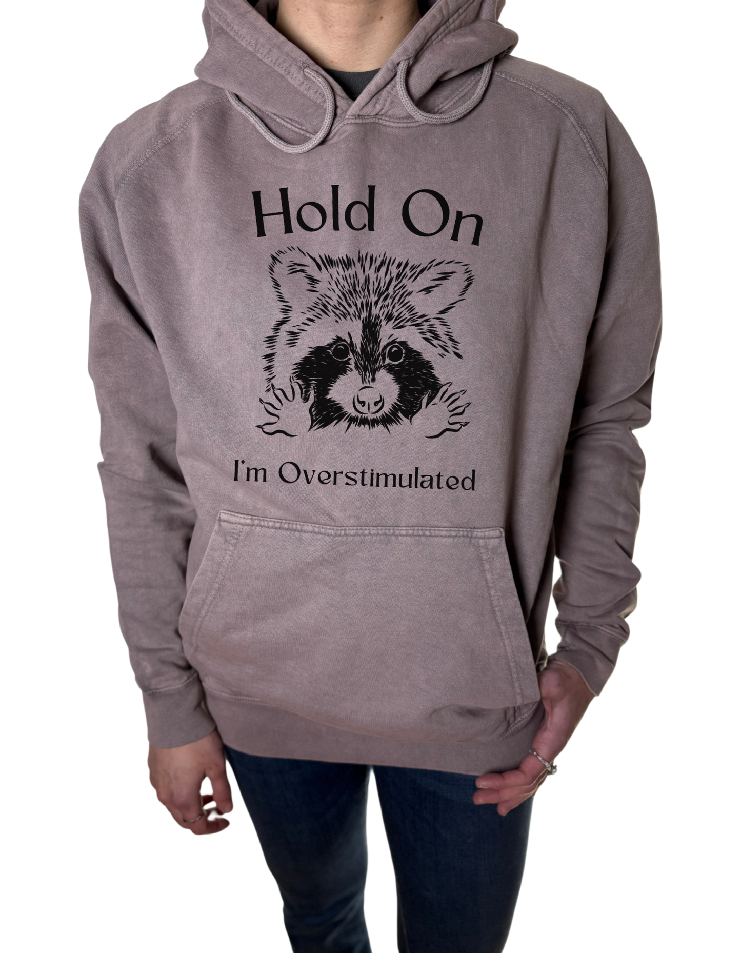 Hold On I’m Overstimulated Vintage Wash Hoodie