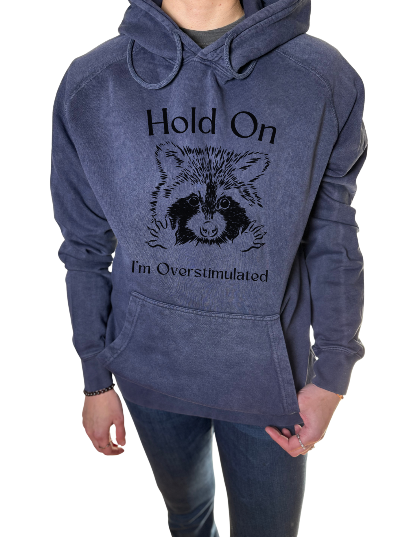 Hold On I’m Overstimulated Vintage Wash Hoodie