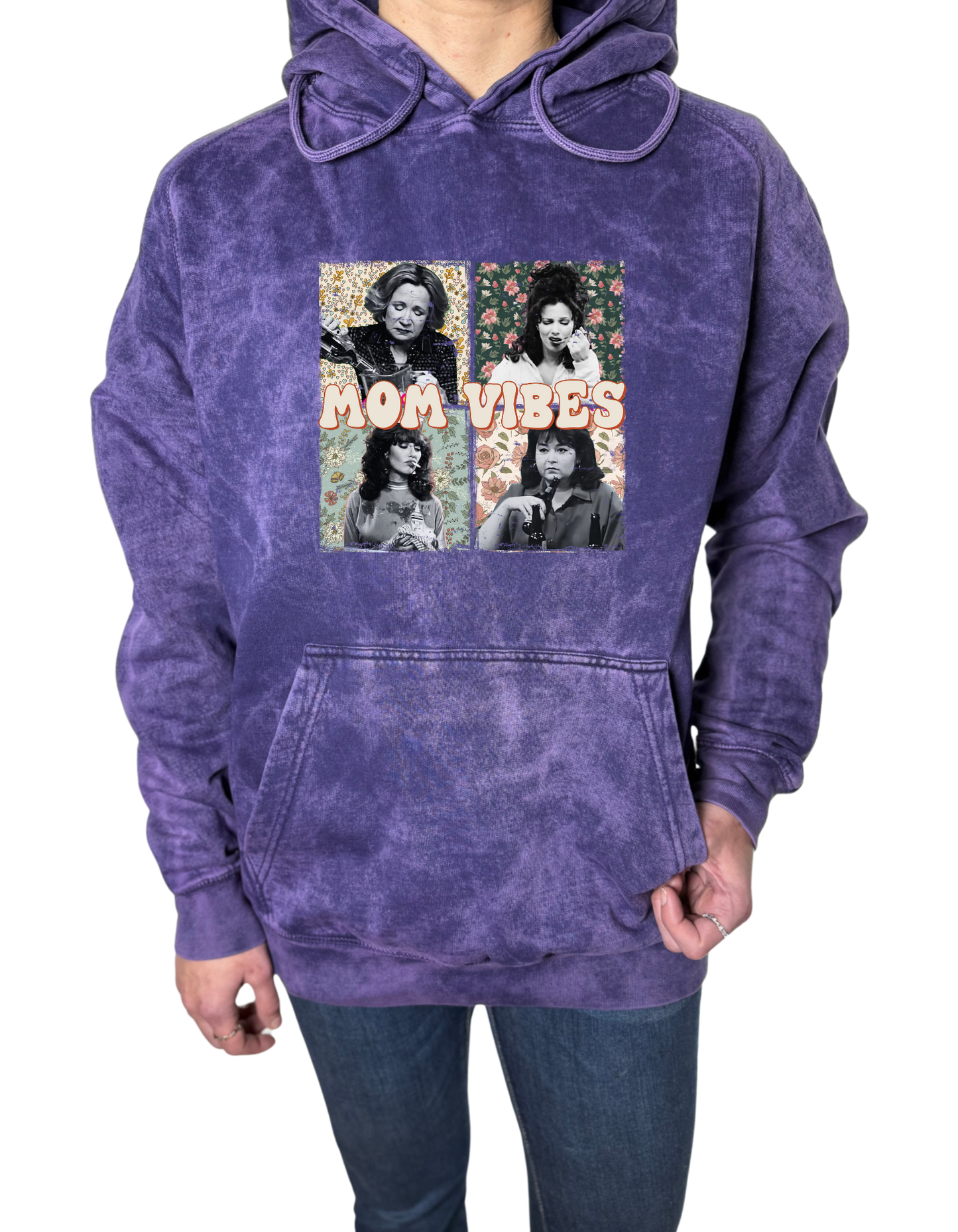 Mom Vibes Vintage Wash Hoodie
