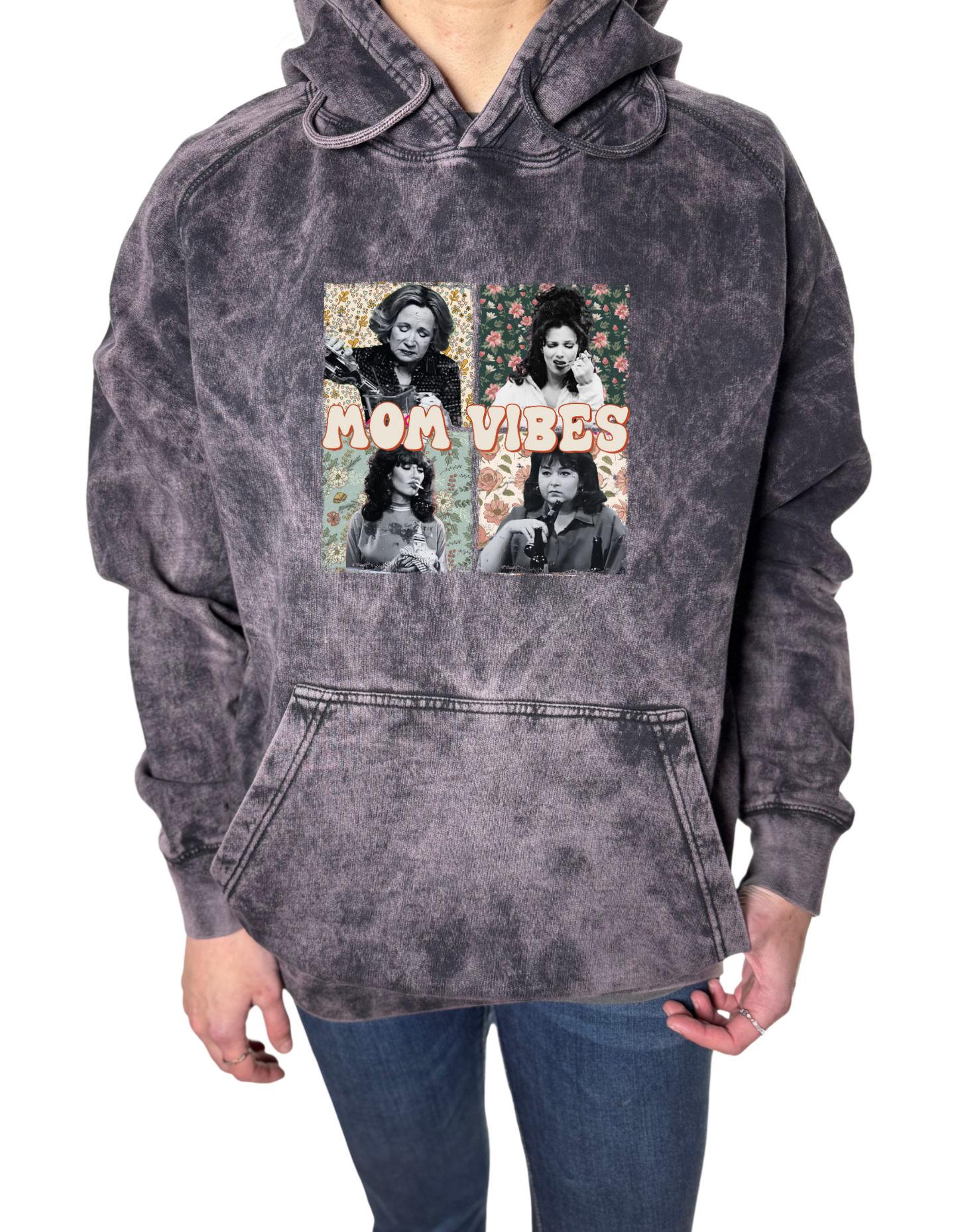 Mom Vibes Vintage Wash Hoodie