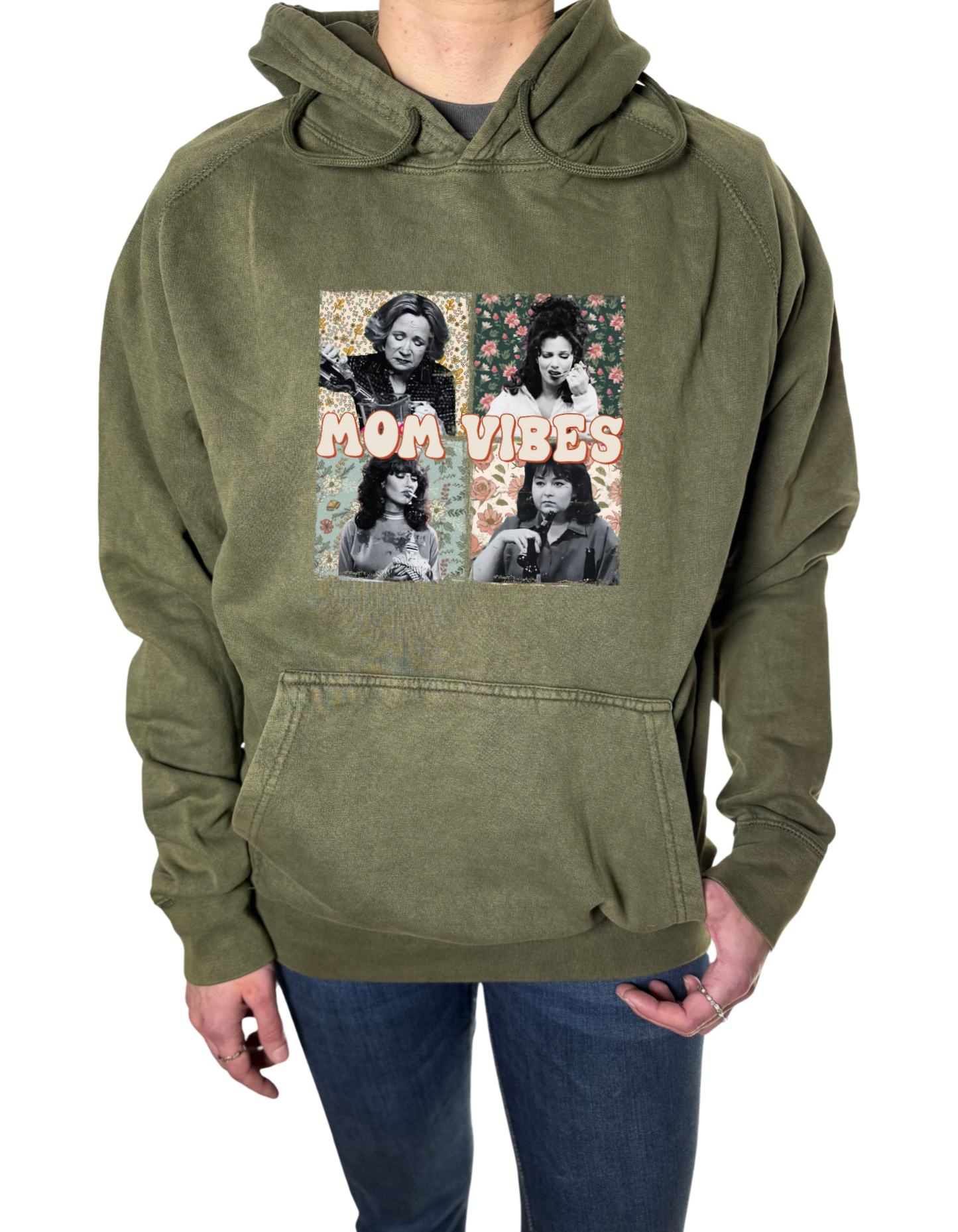 Mom Vibes Vintage Wash Hoodie
