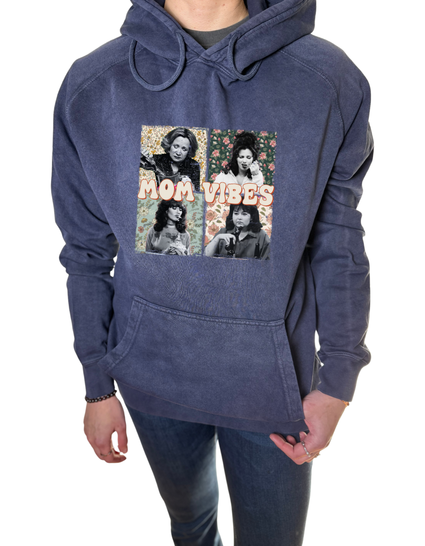 Mom Vibes Vintage Wash Hoodie