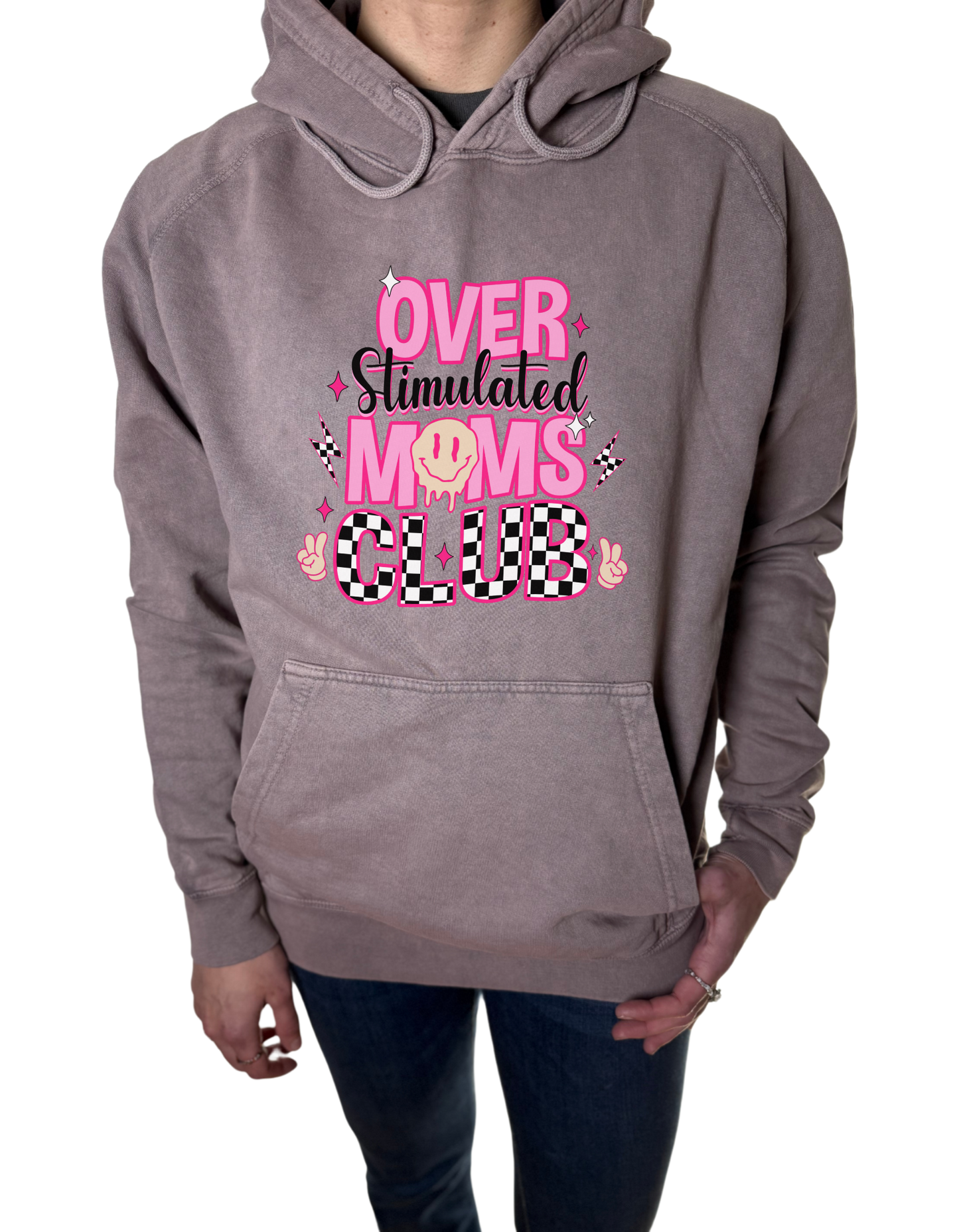 Overstimulated Moms Club Vintage Wash Hoodie
