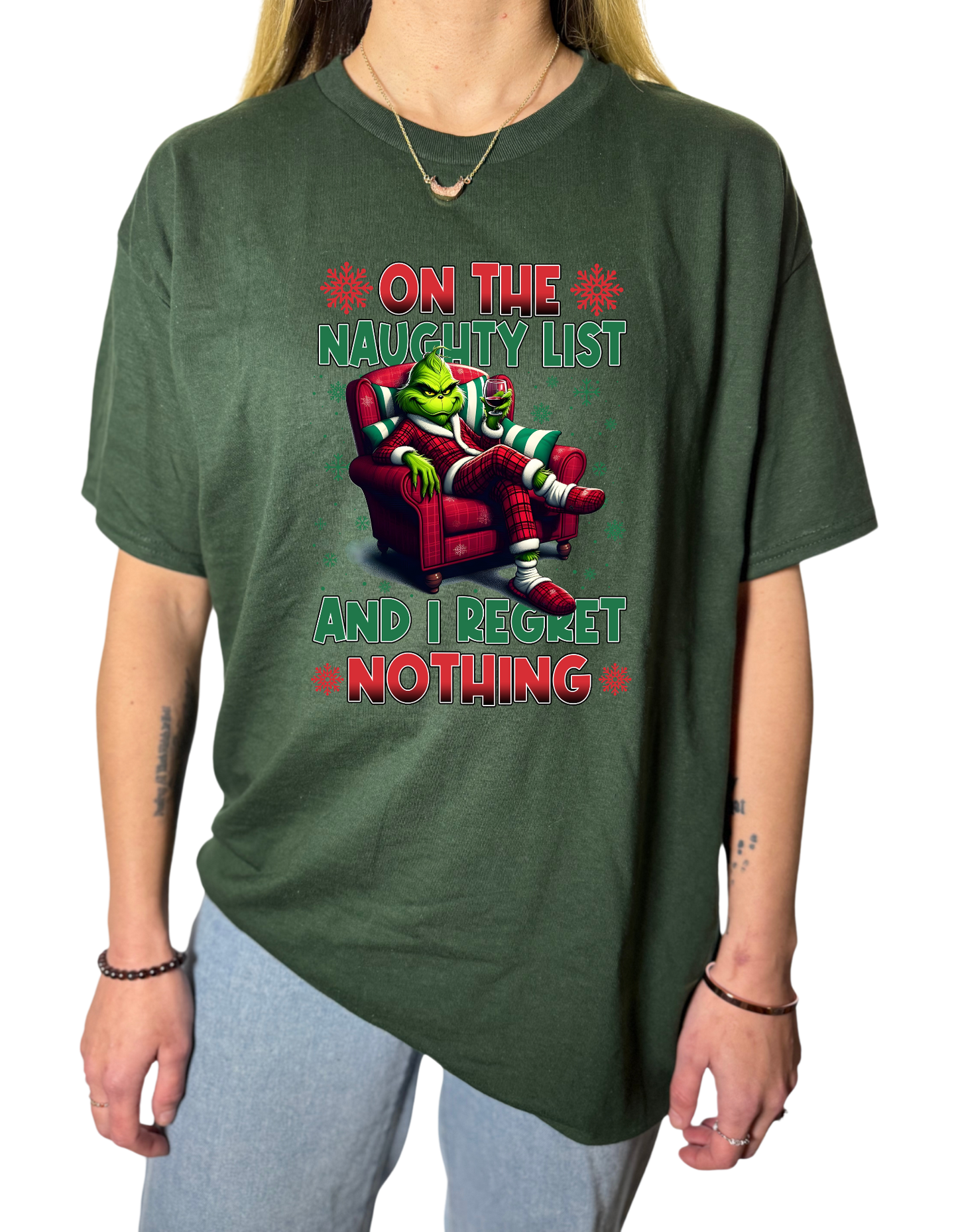 Naughty List Grinch Gildan Tops