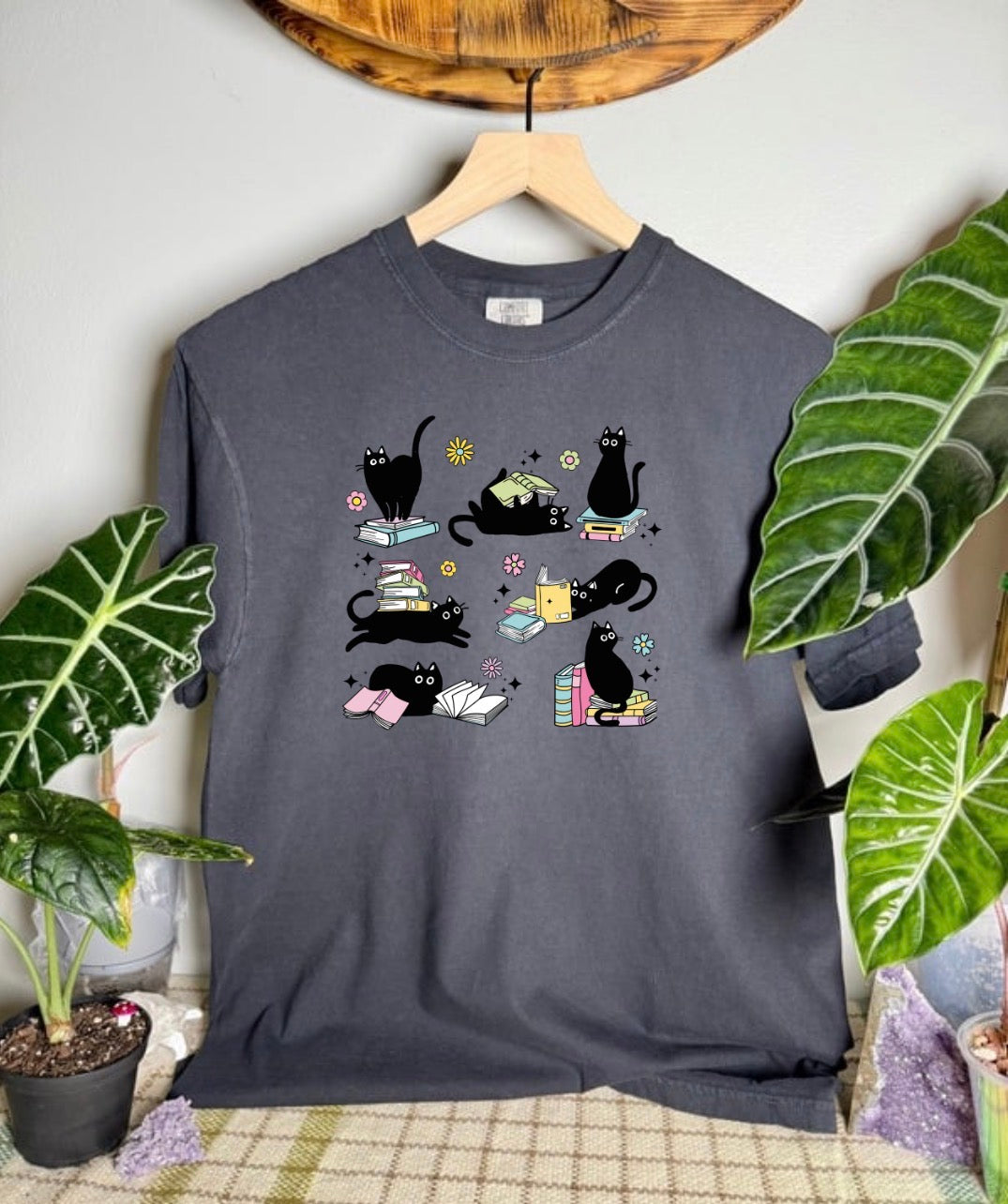 Cats and Books Comfort Colors Tee