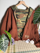 Brown Camo Zip Up  Hoodie