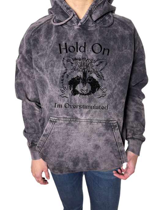 Hold On I’m Overstimulated Vintage Wash Hoodie