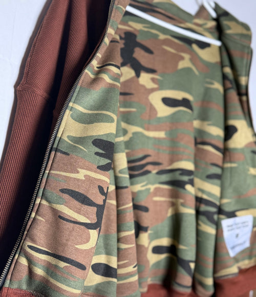 Brown Camo Zip Up  Hoodie